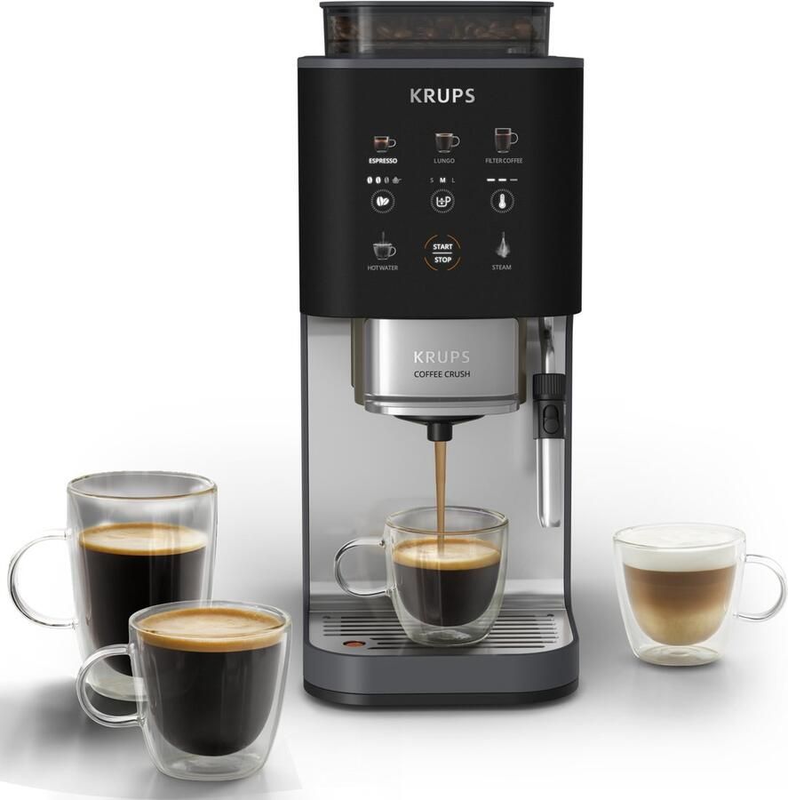 Krups Coffee Crush Edition SA404B Automatische koffiemachine Carbon Compact 15 cm breed Geschikt voor bonen en gemalen koffie Stoompijpje - Foto 2