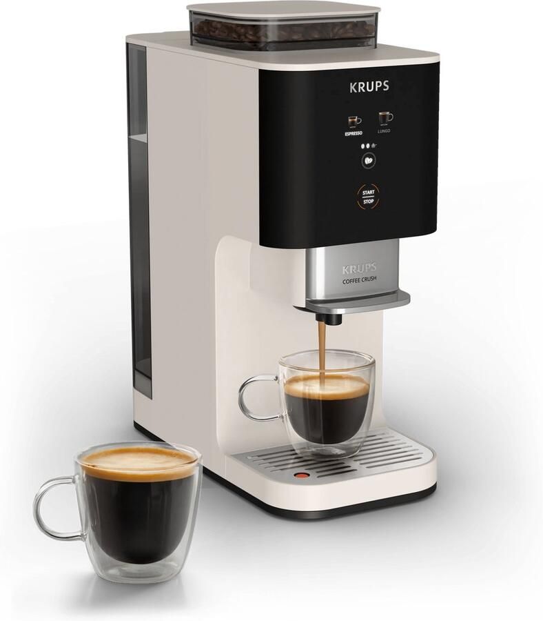 Krups Coffee Crush SA4001 Coffee Crush Volautomatische koffiemachine Ivory Compact 15 cm Geschikt voor bonen en voorgemalen koffie