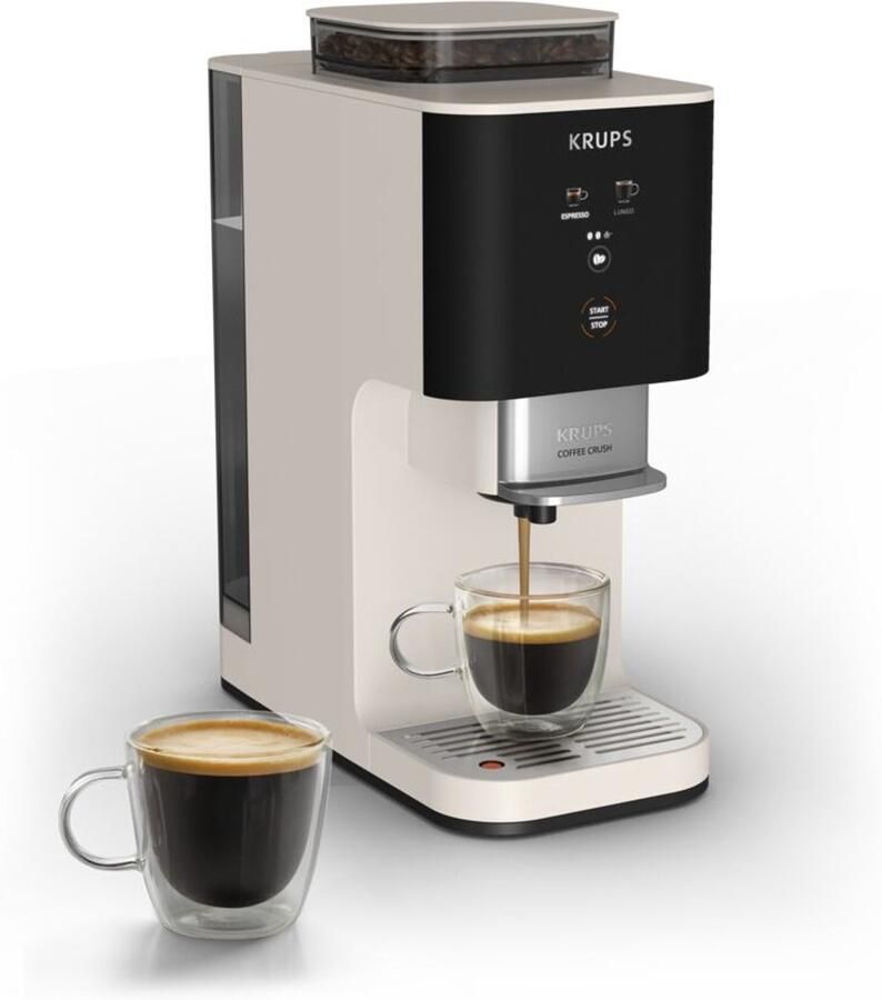 Krups Coffee Crush SA4001 Coffee Crush Volautomatische koffiemachine Ivory Compact 15 cm Geschikt voor bonen en voorgemalen koffie
