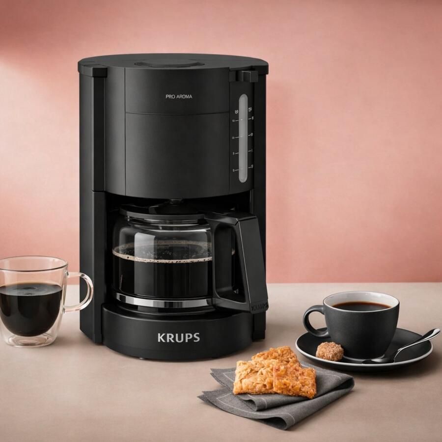 Krups F30901 ProAroma Filter Koffiezetapparaat – 10 Kopjes – Glazen Kan – 1050W – Automatische Uitschakeling – Zwart