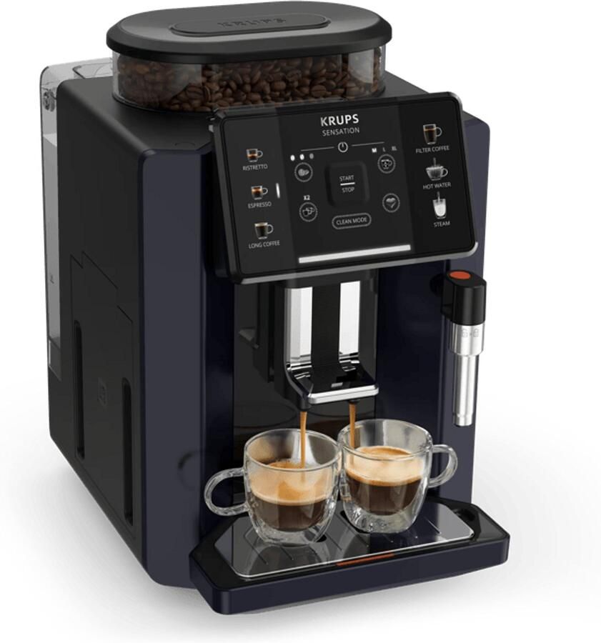 Krups Sensation C50 EA910B Volautomatische Espressomachine Nachtzwart Stijlvol Design Personaliseren en Favorieten Opslaan Koffiemachine met bonen