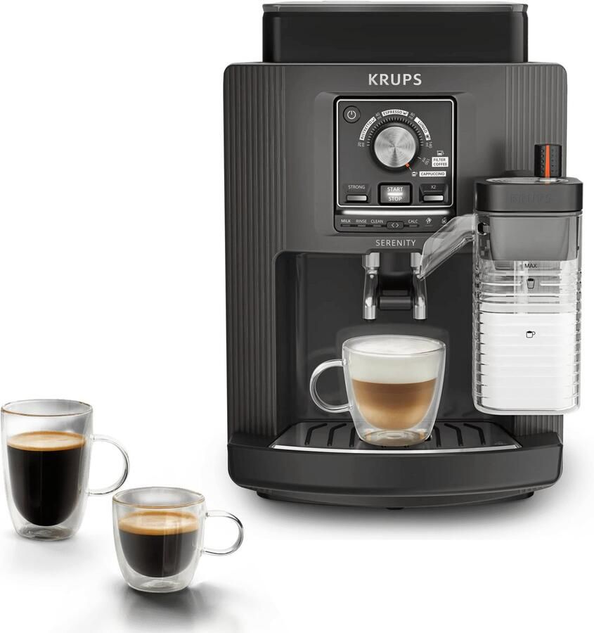 Krups Serenity EA402H Volautomatische Espressomachine Donkergrijs Snel Opgewarmd Compact