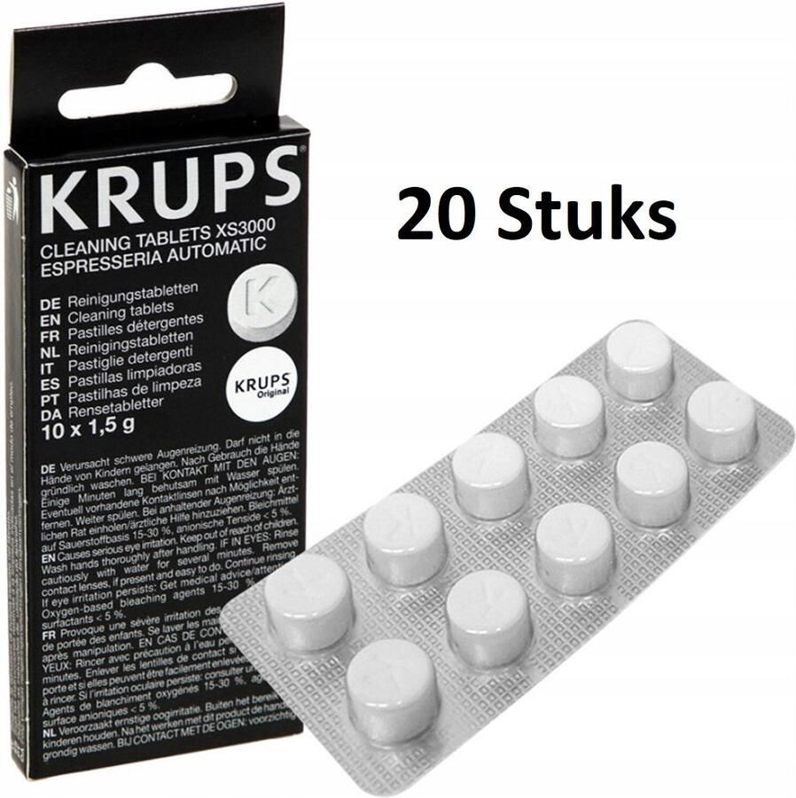 Krups XS3000 Koffiemachinereiniger 20 Stuks Ook geschikt voor Dolce Gusto & Nespresso Onderhoudsaccessoire