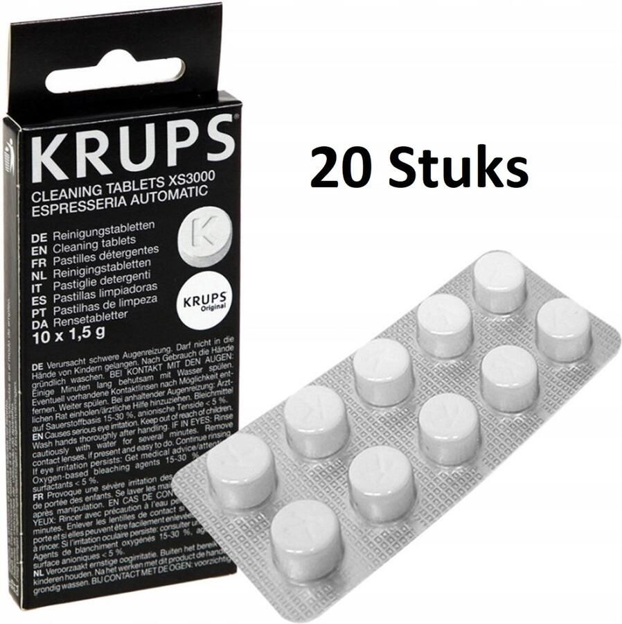 Krups XS3000 Koffiemachinereiniger 20 Stuks Reiniginstabletten Dolce Gusto & Nespresso Onderhoud