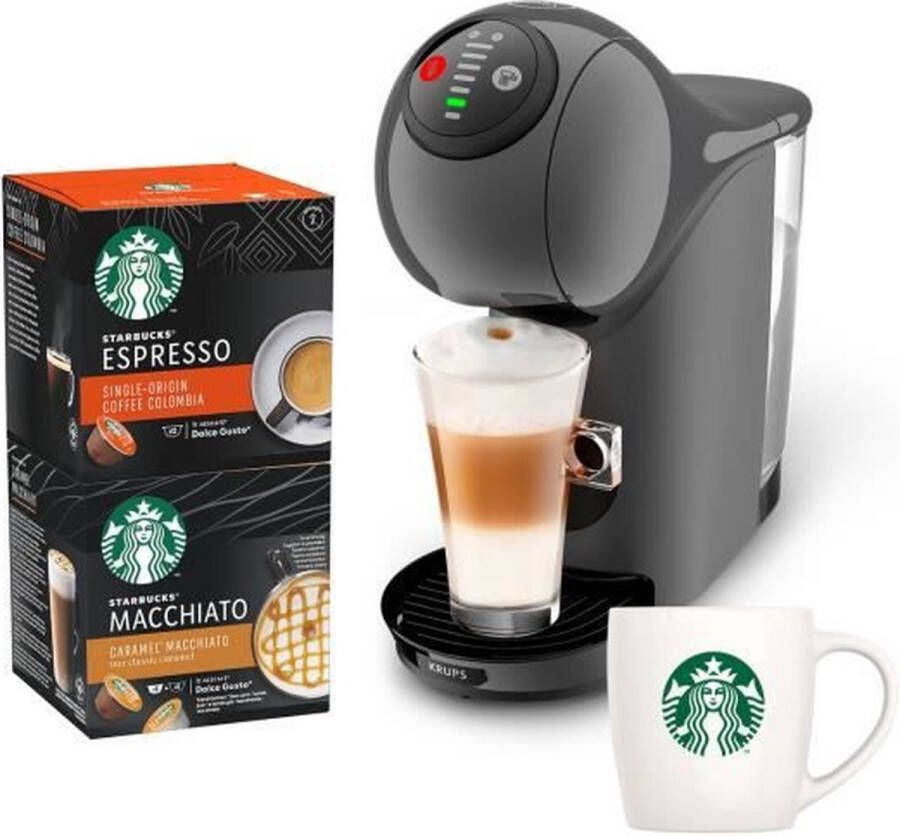 Krups NESCAFE DOLCE GUSTO YY4893FD Koffiezetapparaat + 2 doosjes espresso en macchiato capsules + Starbucks mok Compact Antraciet - Foto 2