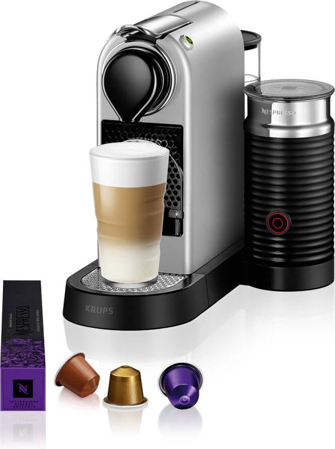 Krups Nespresso Citiz & Milk XN761B Koffiecupmachine Zilver Met Melkopschuimer Compact Retro Design