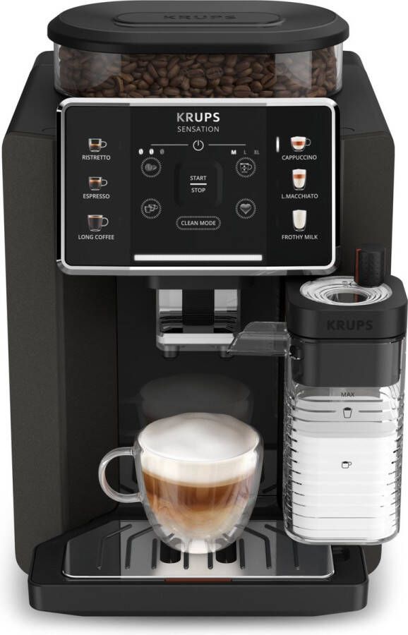 Krups Volautomatisch koffiezetapparaat EA9128D Sensation Milk 6 koffie- en melkspecialiteiten autom. reiniging metalen zetgroep
