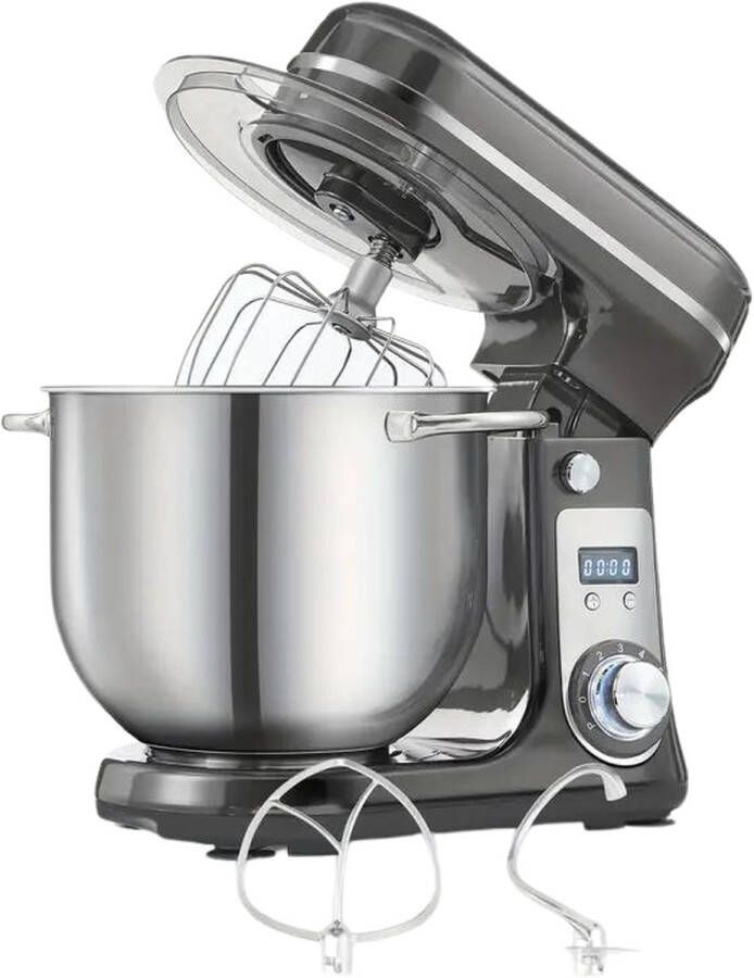 KTN Keukenmachine Keukenrobot Keukenmixer Foodprocessor Deegmachine 1200W 6L 6 Snelheden Antraciet Donker Grijs