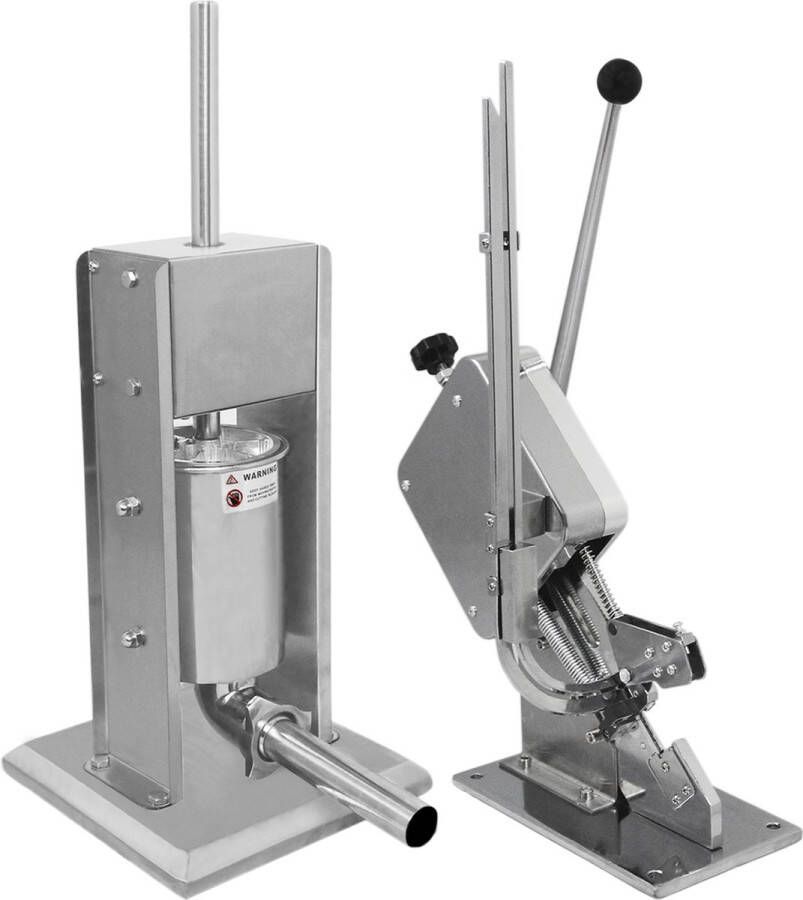 MonsterShop Bundel: Kukoo 5 Liter Worsten Vuller + KuKoo Worsten Knipper Handmatige bediening 2000 GRATIS clips 5 GRATIS trechters