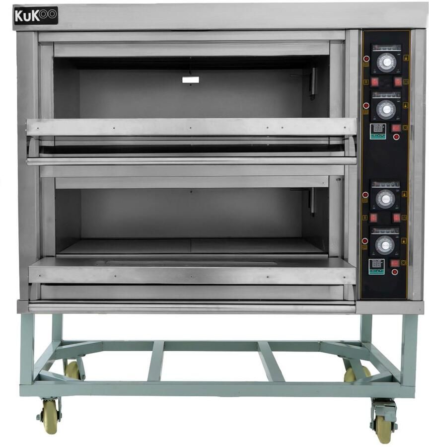 KuKoo Commerciële pizzaoven 2 ovenruimtes driefasig elektrisch incl. pizzaschep