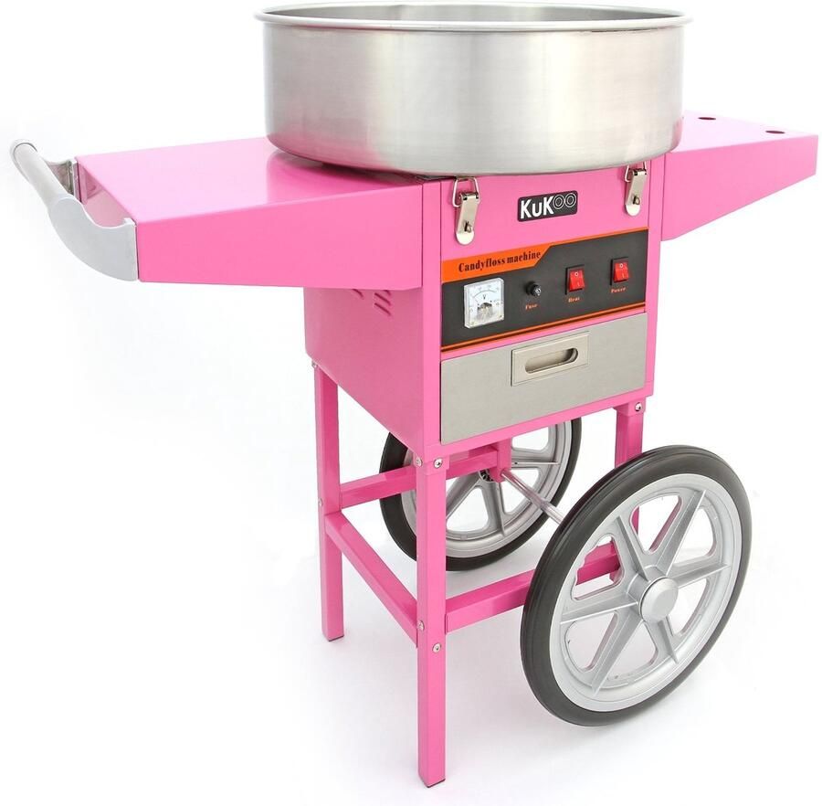 KuKoo Retro Suikerspinmachine met Kar Elektrisch RVS Kom Thermostaat