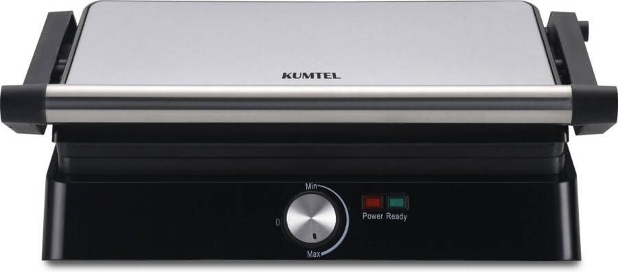 Kumtel TTM-03 Contactgrill Anti-aanbaklaag 2200W Tosti ijzer 105° 180° Opening Grill apparaat 29 x 23 cm Zwart RVS