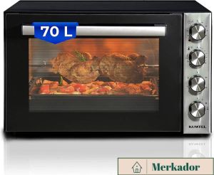 Merkador XXL Vrijstaande Heteluchtoven 70 Liter 2500 watt Convectie Heteluchtfunctie Dubbel glas Mini oven