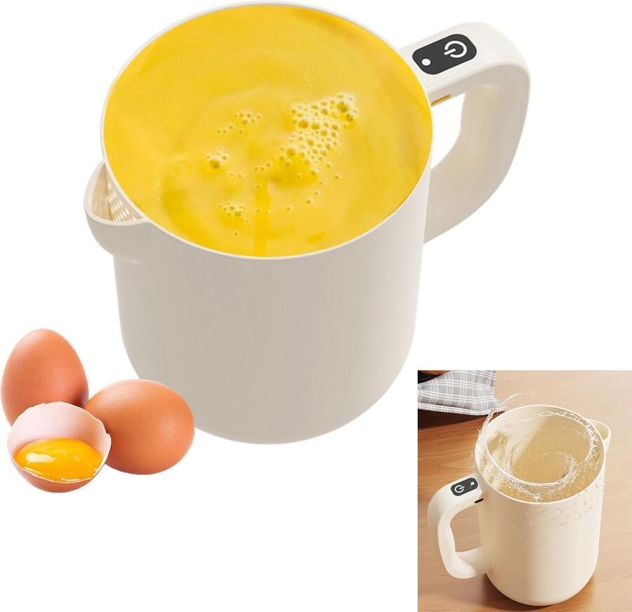 KZQ 2-in-1 elektrische handmixer en klopper Snoerloos keukenapparaat voor bakken en koken Compact en krachtig voor thuisgebruik Beige