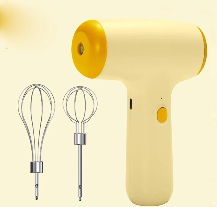 KZQ 5-snelheden elektrische handmixer met dubbele gardes Snoerloos keukenapparaat voor bakken en koken Compact en krachtig voor thuisgebruik Geel