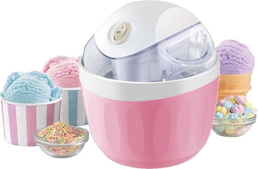 KZQ Automatische IJsbereider 500ml Maak Italiaans Schepijs Sorbet En Yoghurtijs In 15 Minuten Krachtig Voor Thuisgebruik Roze