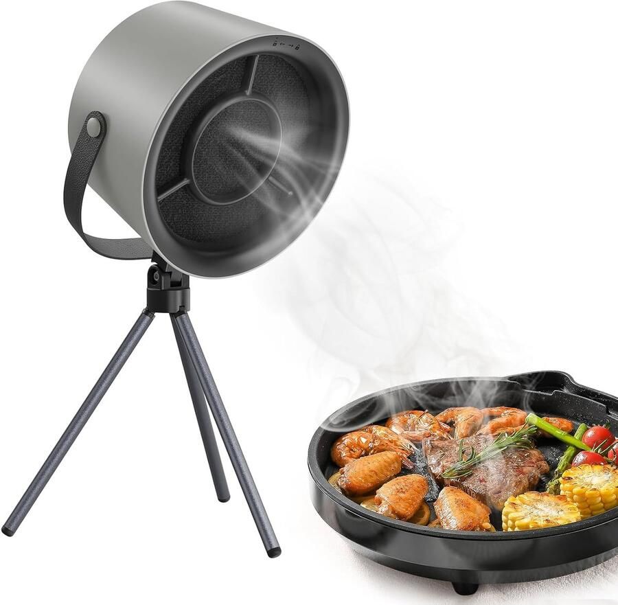 KZQ Compacte desktop afzuigkap voor apparatuur en studentenkamers Draagbare keukenluchtfilter voor picknick en kleine ruimtes Zwartgrijs