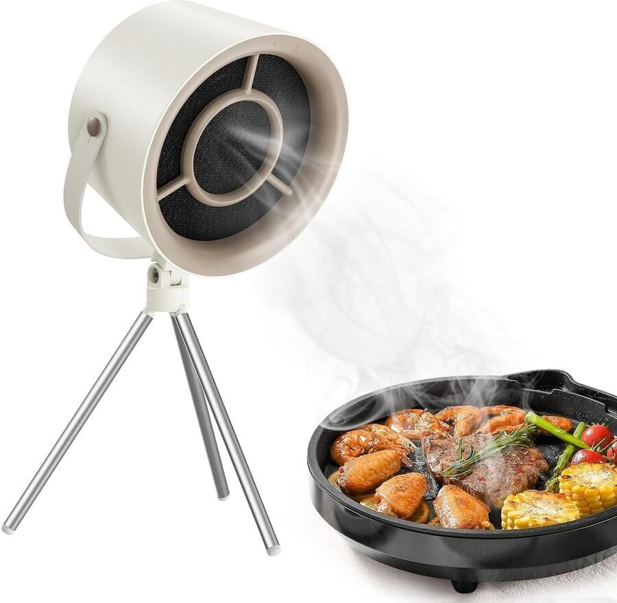 KZQ Compacte desktop afzuigkap voor apparatuur en studentenkamers Draagbare keukenluchtfilter voor picknick en kleine ruimtes Gebroken wit