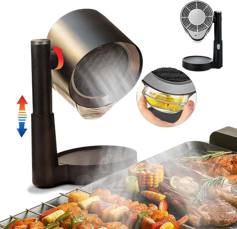KZQ Draagbare Afzuigkap Met Afvoerslang 3 Snelheden Verstelbare Hoogte Laag Geluidsniveau Met Aluminium Filter En Olieopvangbak Geschikt Voor Bbq Hotpot En Camper Compact Voor Kleine Keukens 1 Stuk