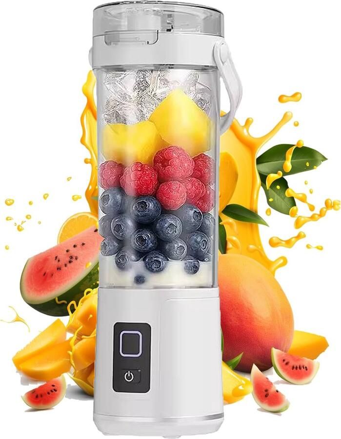 KZQ Draagbare Blender 600ml Elektrische Mini Sapcentrifuge Met Usb Voor Fruit Shakes En Smoothies Geschikt Voor Thuis Kantoor School En Buiten Knop Bediening Wit