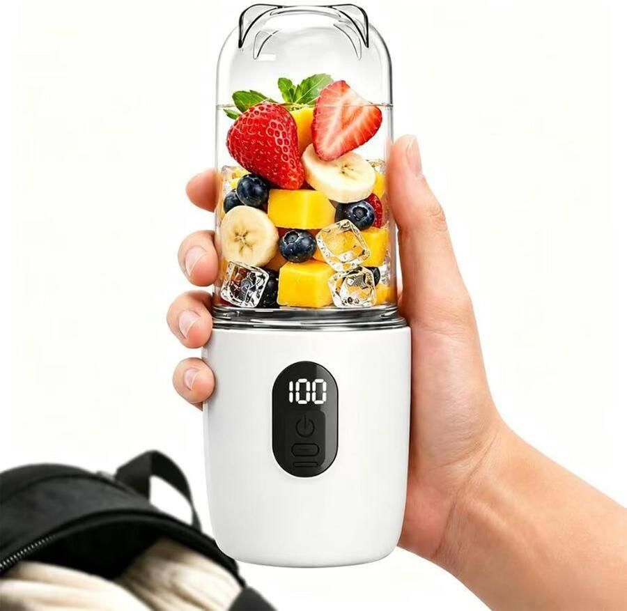 KZQ Draagbare Blender voor Eiwitshakes en Smoothies 500 ml USB-C Oplaadbare Persoonlijke Blender met Led Scherm 16-Mes Smoothiemaker voor Thuis Werk Reis