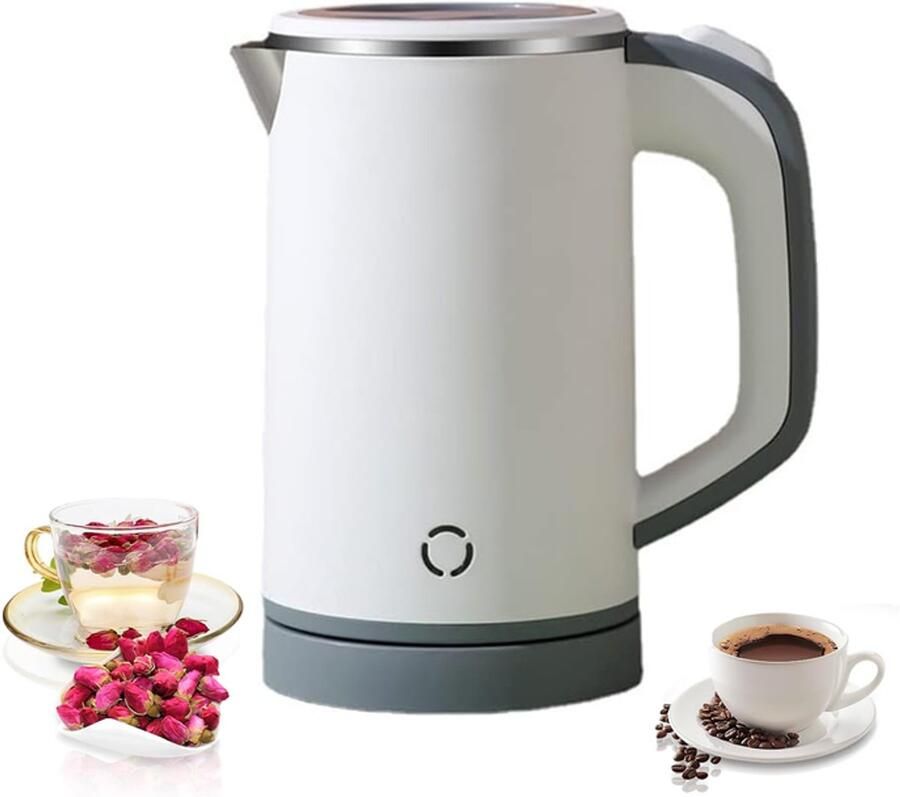 KZQ Draagbare reiswaterkoker 0 8 liter 600W snel koken dubbel geïsoleerd lichtgewicht RVS wit