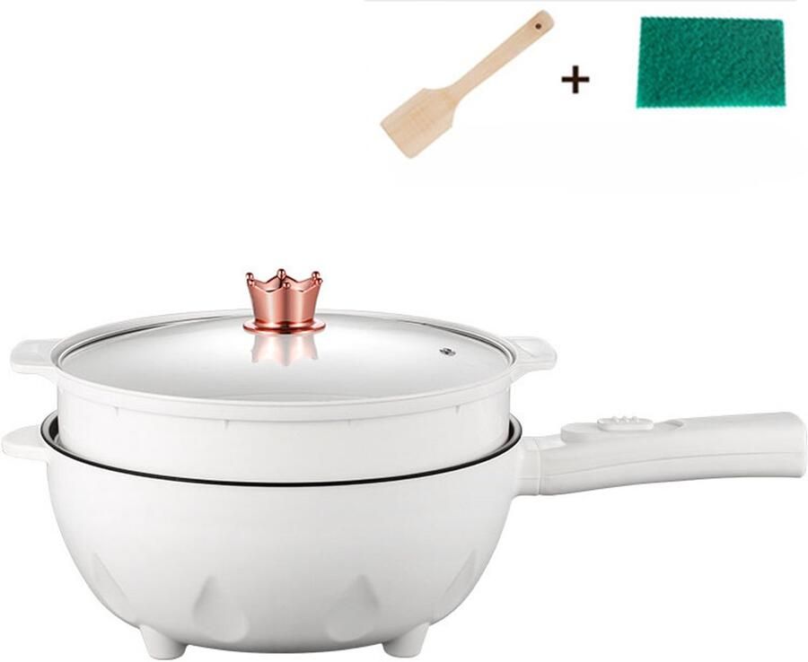 KZQ Elektrische Hapjespan Anti Aanbak Laag met Stomer Dubbele Vermogensregeling Voor Noodles Soep en Frituren 28CM
