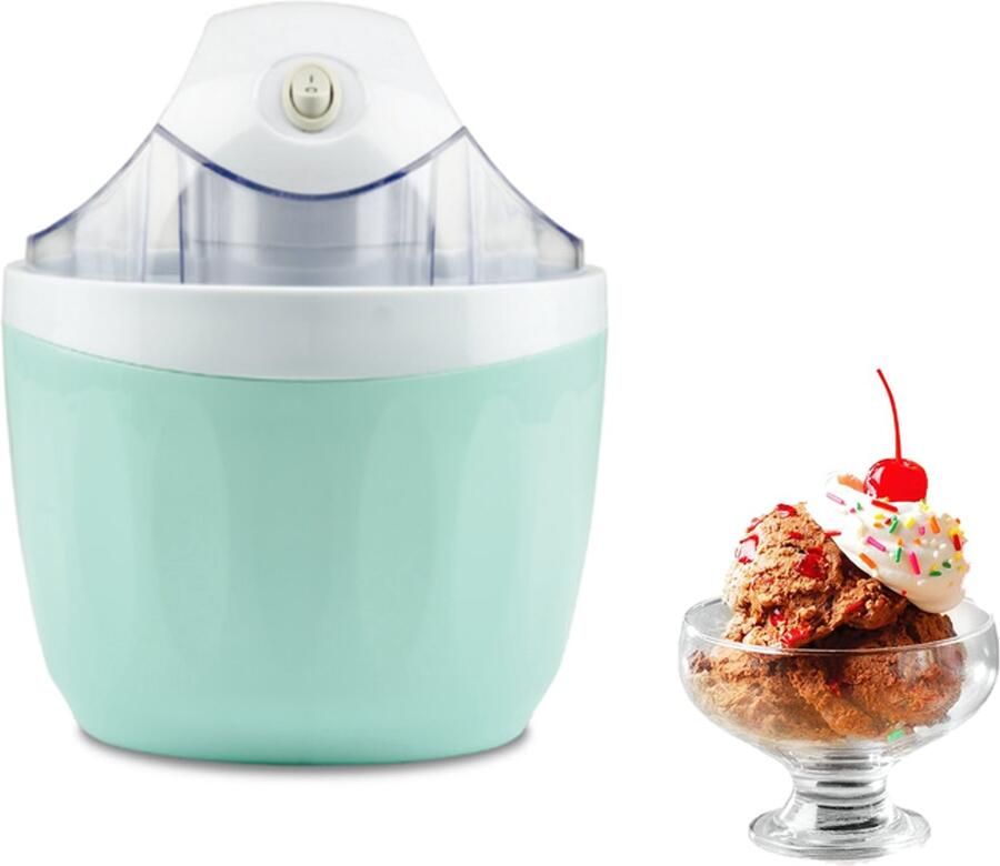 KZQ Elektrische ijsmachine 1-pint capaciteit voor yoghurt gelato en sorbet Geen zout of ijs nodig Modern ontwerp met ingrediëntopening Cyaan