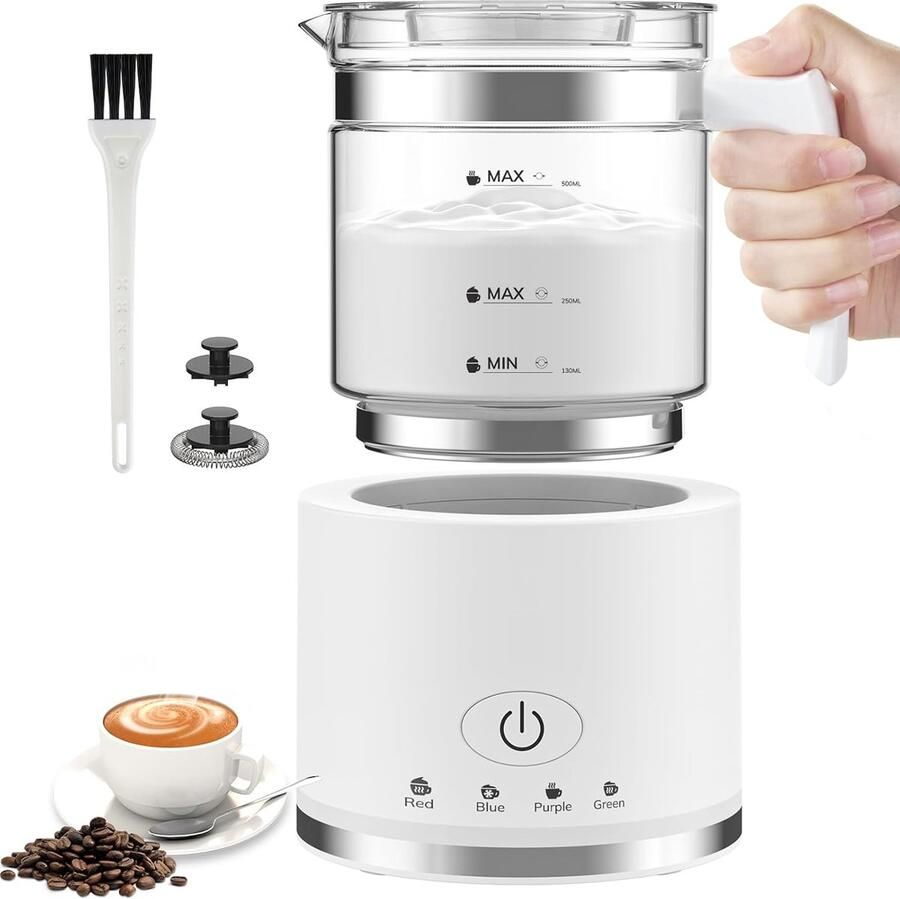 KZQ Elektrische Melkopschuimer 4 In 1 500ml Voor Warm En Koud Melkschuim Met Automatische Uitschakeling Antiaanbaklaag Geschikt Voor Koffie Zwart