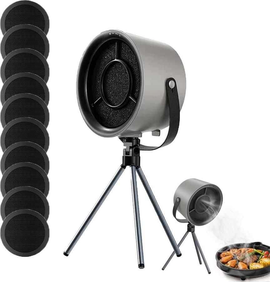 KZQ Mini Afzuigkap 3 Snelheden 1200Pa Sterke Zuigkracht Stille Werking Draagbaar En Afneembaar Met Koolstoffilter Geschikt Voor Koken Hotpot Bbq Camper En Binnen Zwart
