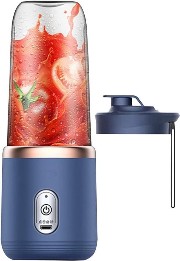 KZQ Persoonlijke Blender Donkerblauw Draagbaar Met Usb Opladen 6 Messen Voor Shakes Smoothies En Sap Handmixer Voor Sport Reizen En Buiten