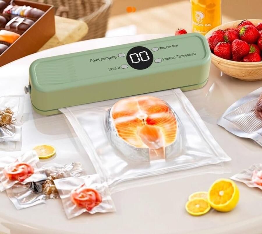 KZQ Vacuümsealer Draagbare automatische voedselvacuümsealer uitstekende afsluiting apparatuur voor voedselconservering Geschikt voor vlees vis groenten en maaltijdbereiding Zwart