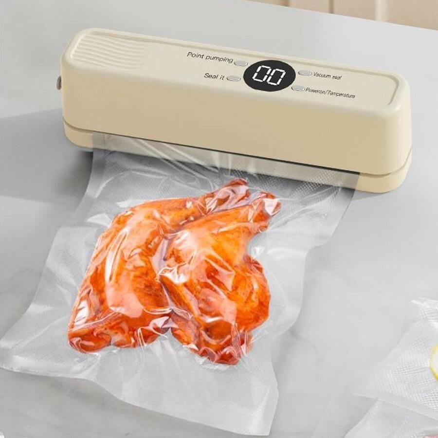 KZQ Vacuümverzegelingsmachine Draagbare automatische vacuümverzegelingsmachine voor voedsel met een uitstekend sealeffect apparatuur voor voedselconservering Geschikt voor vlees vis groenten en maaltijdbereiding Geel
