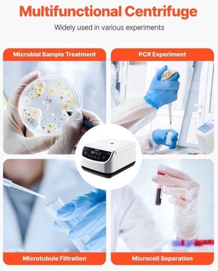 Laboratoriumcentrifuge Elektrisch 100-1900 xg RCF Instelbaar 500-4000 rpm Kunststof En Staal Voor Laboratorium Experimenten