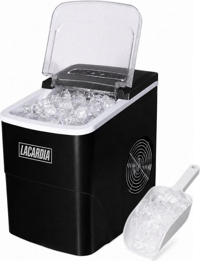 Lacardia IJsblokjesmachine 2L IJsblokjesmaker met Zelfreinigingsfunctie 12kg per 24 Uur Inclusief IJsschep Zwart