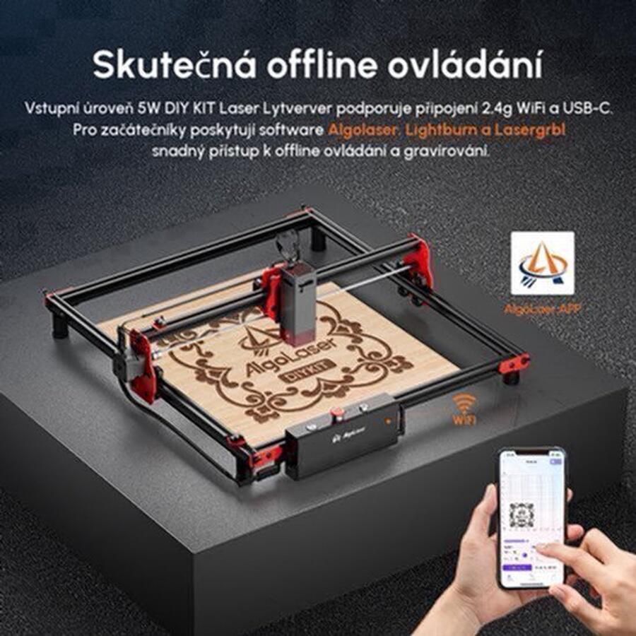 Lasergraveermachine DIY Kit 5W Laservermogen 400x435 mm Werkgebied Metaal Frame WiFi Bediening