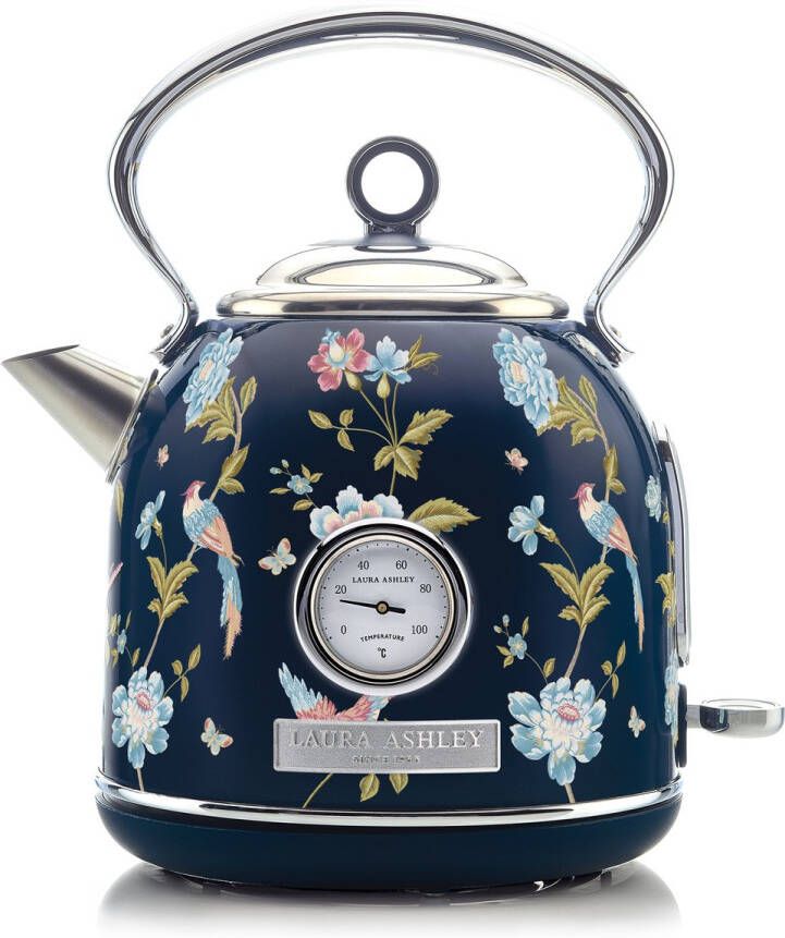 Laura Ashley Elveden Navy Koepel Waterkoker 1 7 Liter 2200W Vermogen Roestvrij Staal Snelkokend Elegant Vintage Design voor Keuken