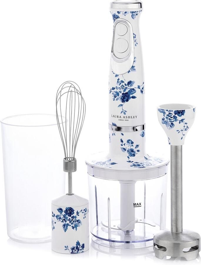 Laura Ashley 600 W Edelstahl-Stabmixer mit Mixer Schneebesen Zerkleinerer und 300 ml Messbecher 4-in-1-Set – China Rose-Design von VQ - Foto 2