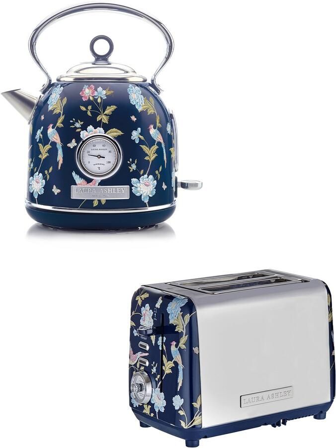Laura Ashley by VQ Keuken Set – Dome Waterkoker 1 7L & 2-Sleuven Broodrooster – Elveden Marine – Premium Design Ontbijtset