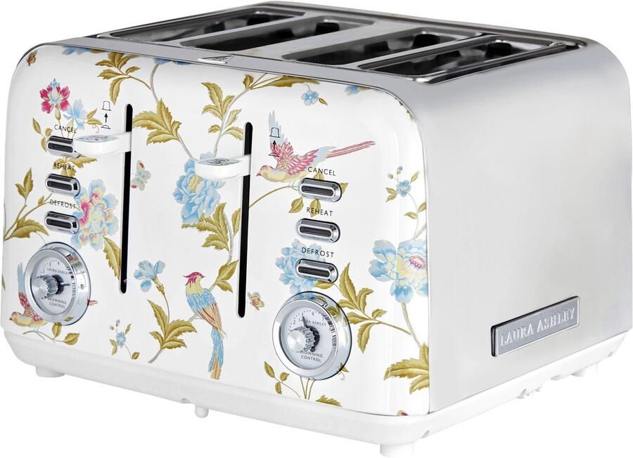 Laura Ashley Dubbele Broodrooster – Broodrooster Met Tostiklemmen – Broodrooster Retro – Extra Brede Sleuven – Geschikt voor 4 Sneden – Uniek Design