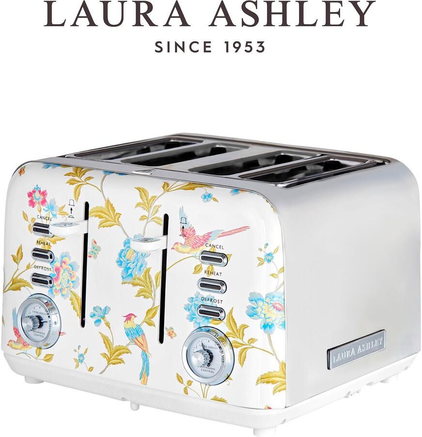 Laura Ashley Dubbele Broodrooster – Broodrooster Met Tostiklemmen – Broodrooster Retro – Extra Brede Sleuven – Geschikt voor 4 Sneden – Uniek Design