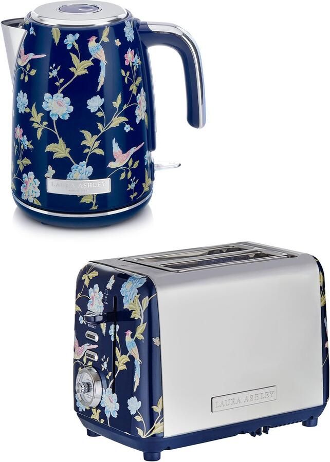 Laura Ashley by VQ Keuken Set – Kanwaterkoker 1 7L & 2-Sleuven Broodrooster – Elveden Marine – Luxe Design Ontbijtset