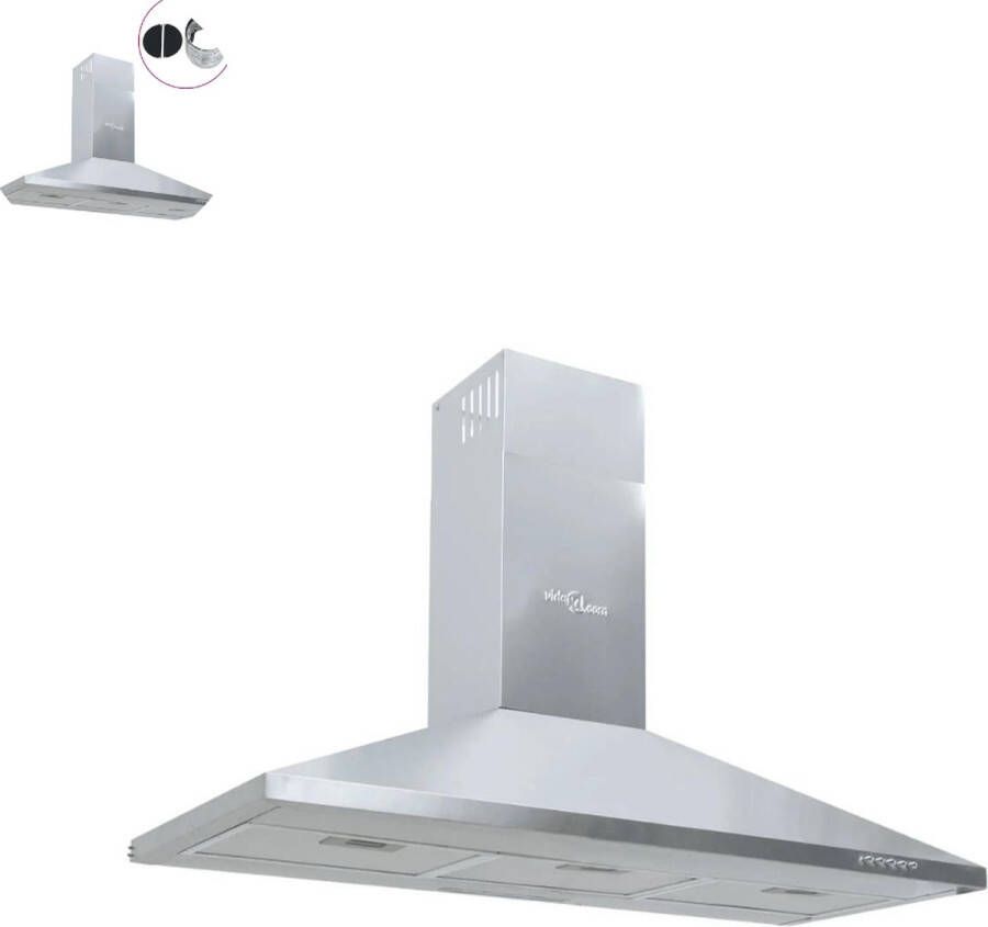 GranMaison Afzuigkap 90 cm -Onderbouw Afzuigkappen Met koolstoffilter Schuin Zilver - Foto 2