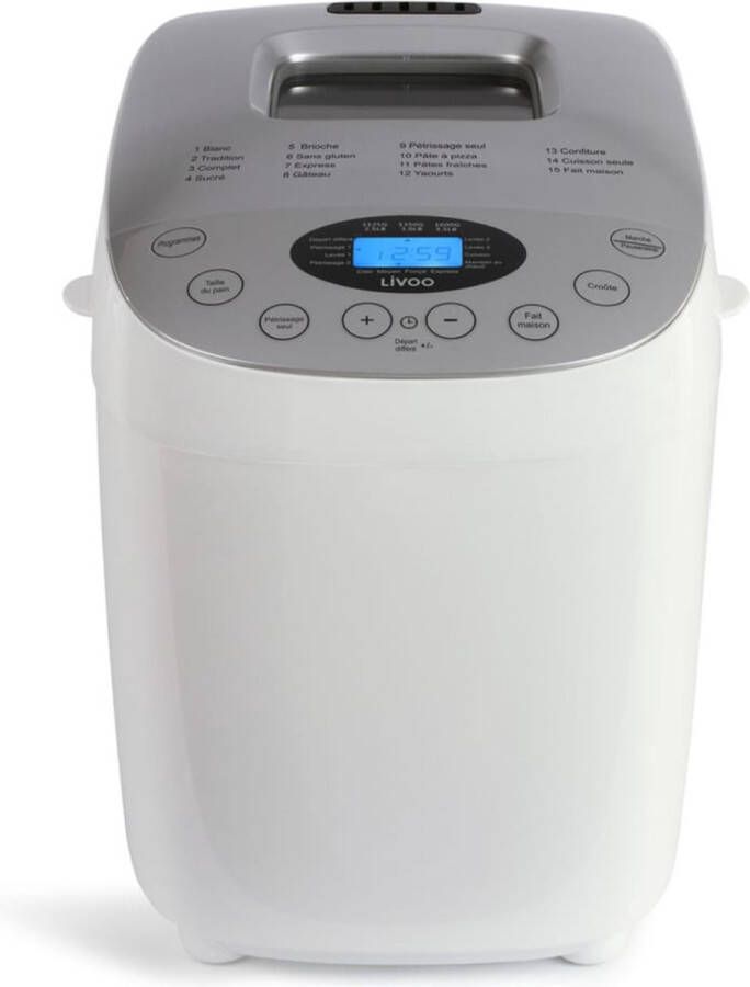 GranMaison Broodbakmachine Brood 1000gram 12 programma's Glutenvrij programma Timer 850 watt Grijs - Foto 2