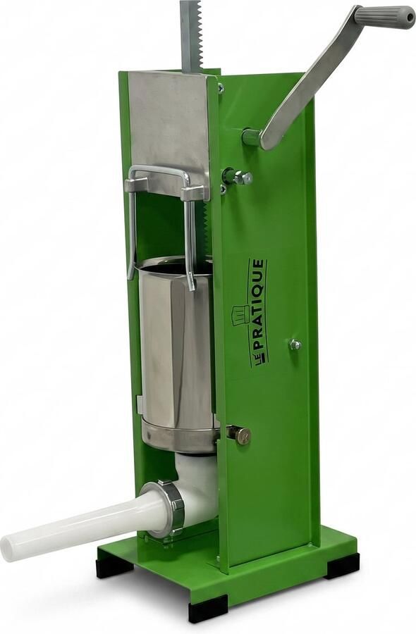 Le pratique Premium Worstenvuller Verticale 5 Liter RVS cilinder Mechanische Worstenmaker met 2 Snelheden 4 Vulpijpen (15 23 29 38 mm) Gehaktmengsels luchtdicht verwerken O.a. voor Verse Worst Saucijzen of Droge Worst Made in Italy