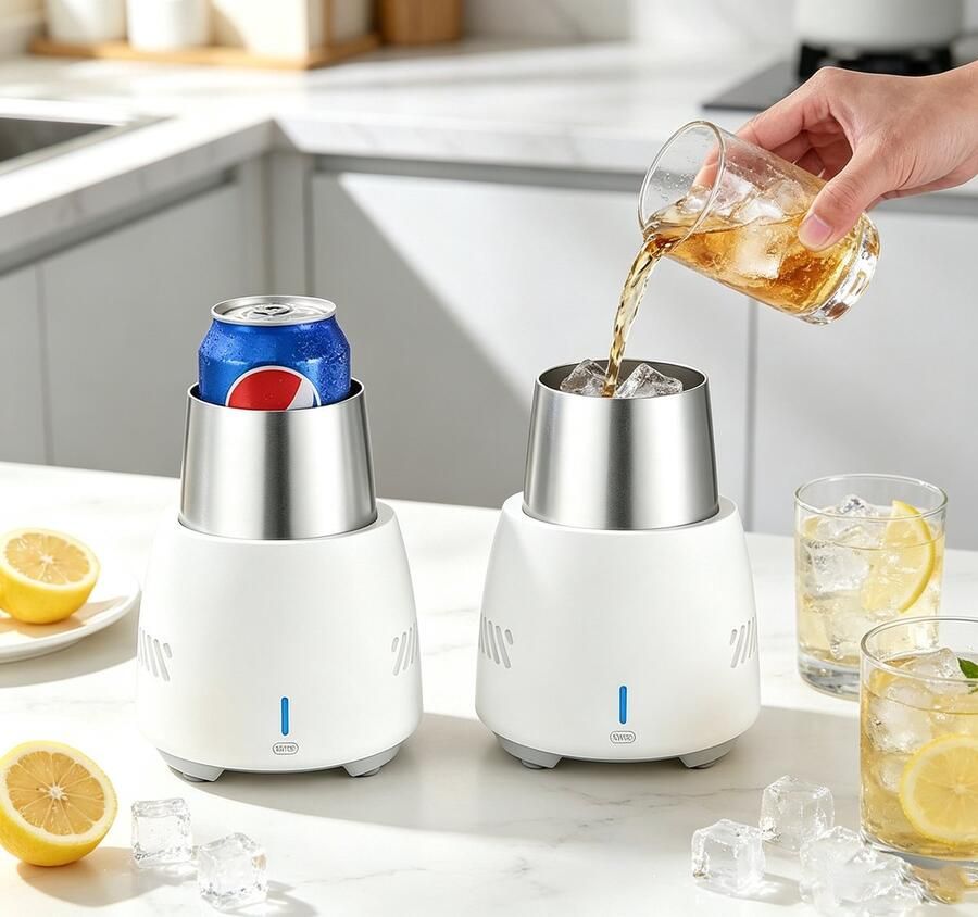 Learnlogic Beverage Cooler Electric Cup Plate Accessories with Aluminum Mug 350ml White