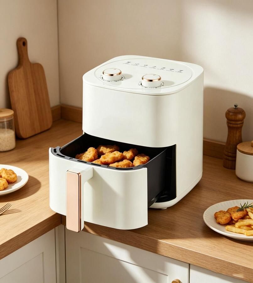 Learnlogic Compacte heteluchtfriteuse van 6 liter met antiaanbaklaag vermindert het olieverbruik met 90% zeven automatische programma's afspoelen is niet nodig voor de reiniging