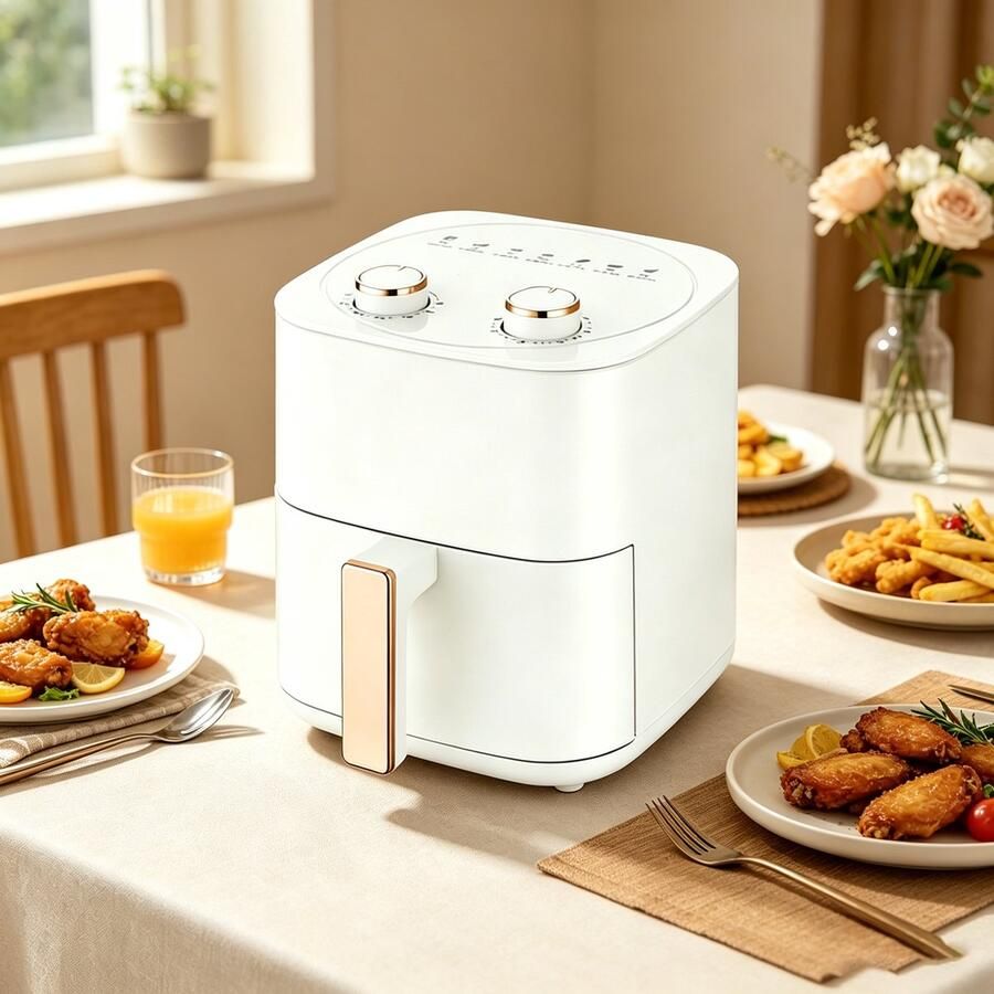 Learnlogic Luchtfrituur 6L Wit Zeven vooraf ingestelde menu s Instelbare timer & temperatuur Rvs antiaanbaklaag Eenvoudig schoonmaken zonder olieresten