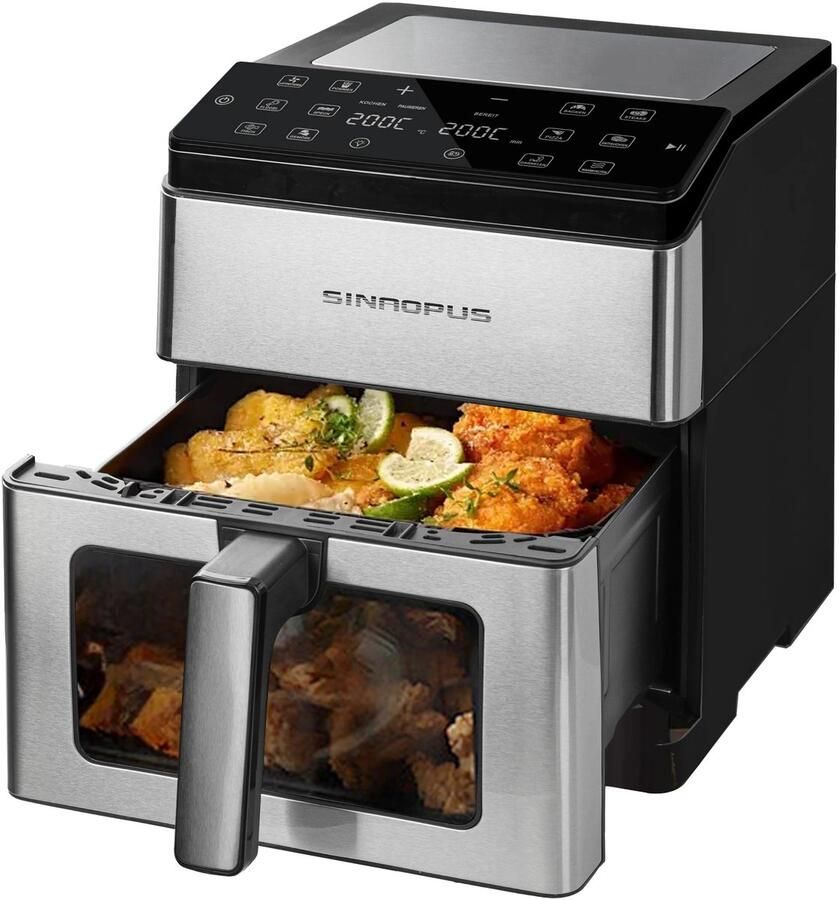 Leawin Heteluchtfriteuse XL – Airfryer met Timer & Temperatuurregeling – Gezond Frituren Zonder Olie – Compact Design