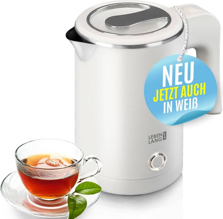 Lebenlang Waterkoker Kleine Waterkoker Reis Waterkoker Camping Waterkoker Mini Waterkoker Roestvrij Staal 0 5 L 600 W & BPA-vrij -Wit